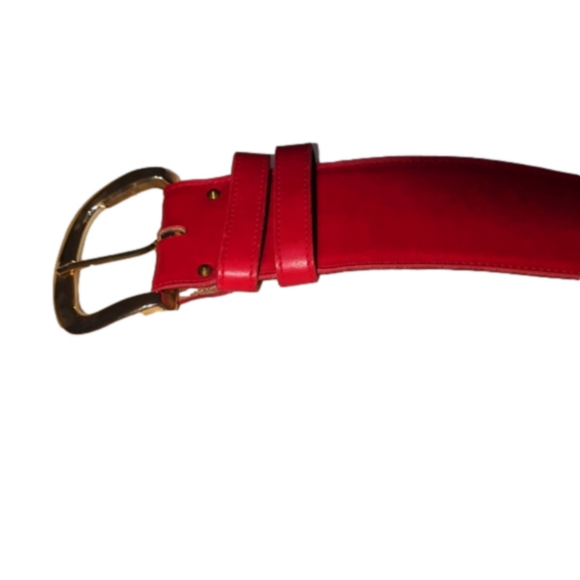 Calderon Wide Belt Red Belt Leather lined Leather Stamped 80s Style Belts - Picture 4 of 15